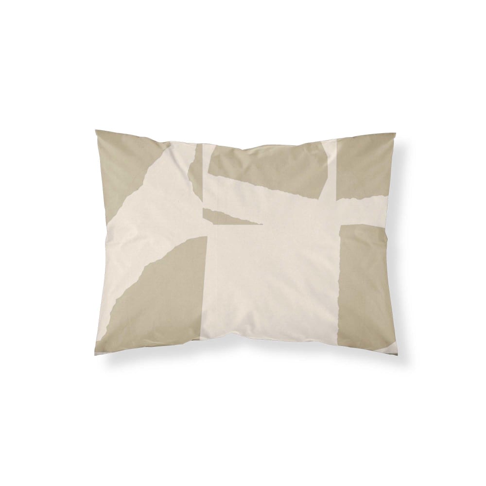 Funda de almohada en algodón popelín de 300 hilos beige 50x80 cm