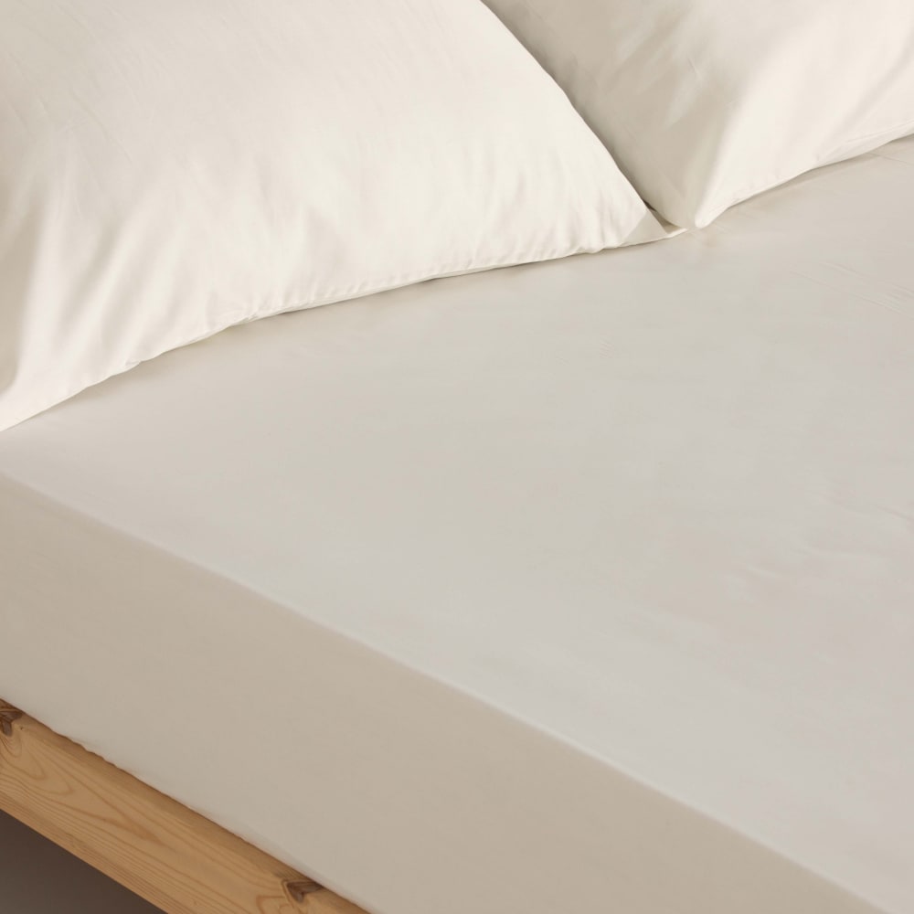 Sábana bajera 100% algodón blanco químico 140x200 + 35 cm - Maisons du Monde