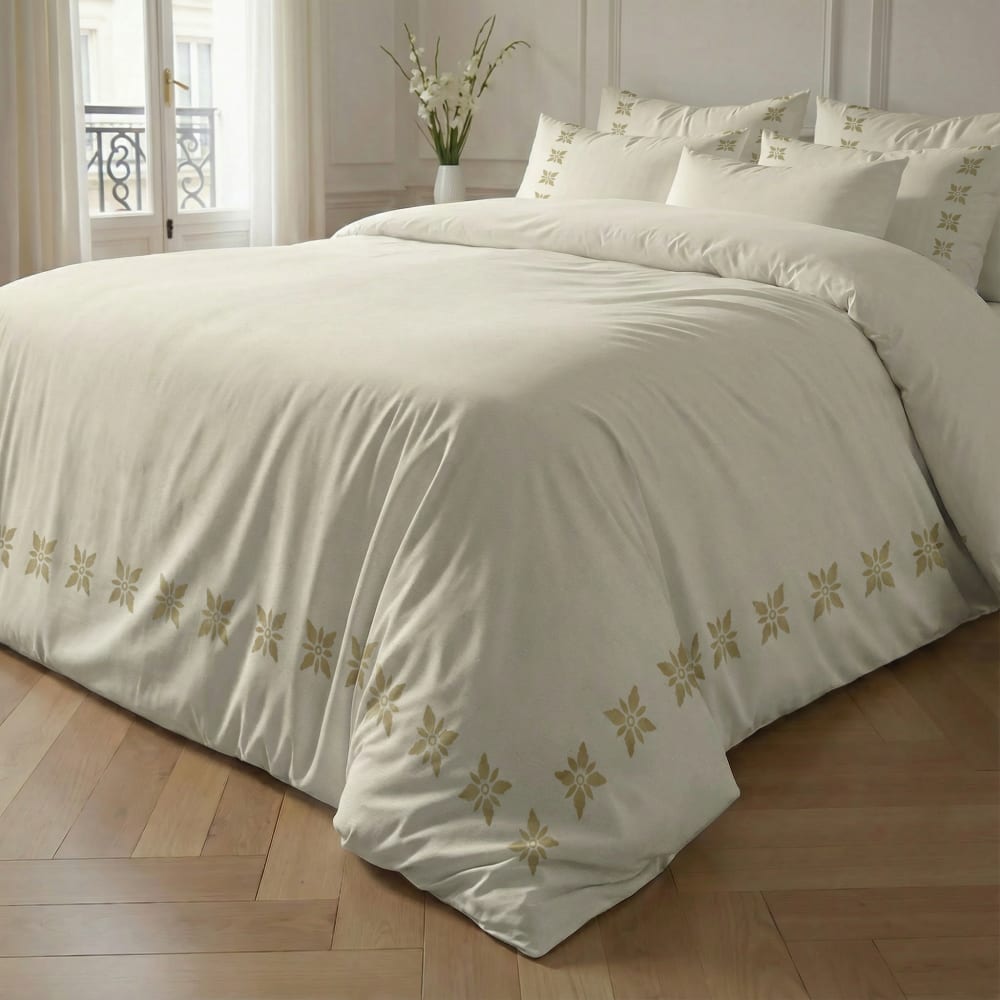 Funda nórdica en algodón popelín de 300 hilos beige 80(140x200 cm) - Maisons du Monde
