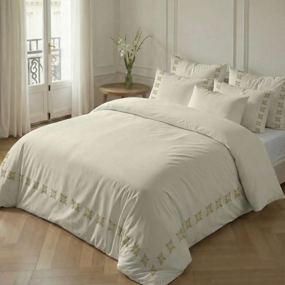 Funda nórdica en algodón popelín de 300 hilos beige 105(180x220 cm)