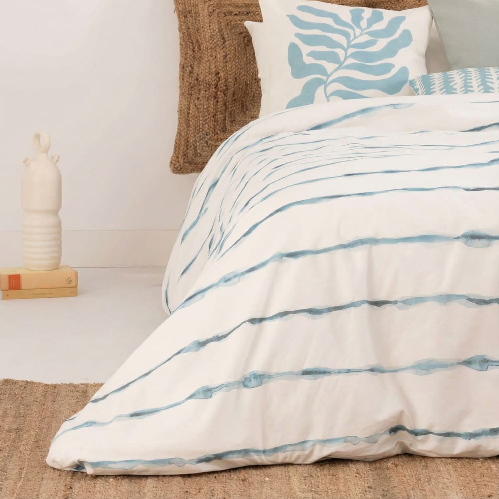 Funda nórdica en algodón popelín de 300 hilos azul 200(290x240 cm)