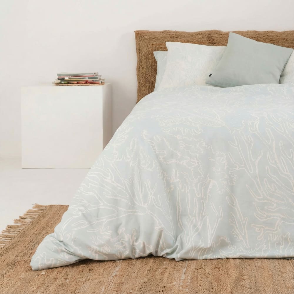Funda nórdica en algodón popelín de 300 hilos verde 120(200x200 cm) - Maisons du Monde