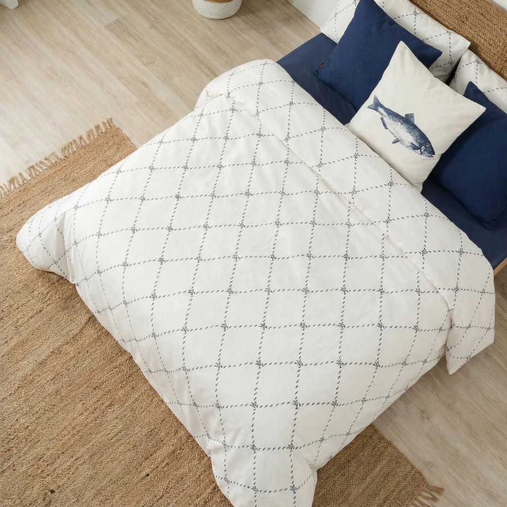 Funda nórdica en algodón popelín de 300 hilos azul 105(180x220 cm)
