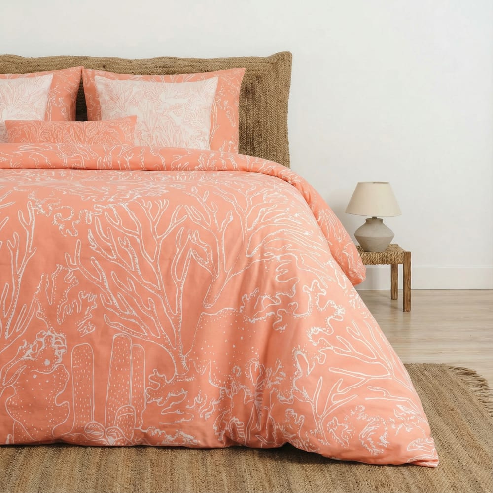 Funda nórdica en algodón popelín de 300 hilos naranja 105(180x220 cm)