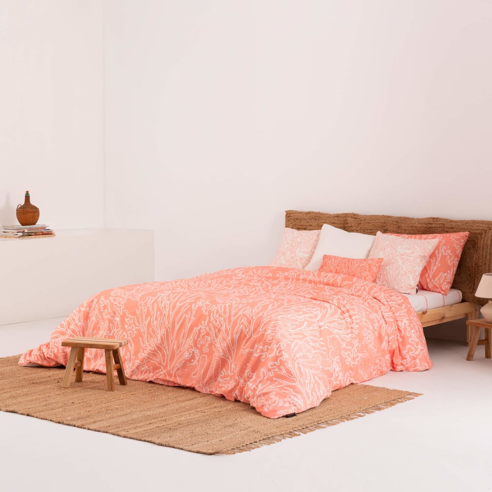 Funda nórdica en algodón popelín de 300 hilos naranja 200(290x240 cm) - Maisons du Monde