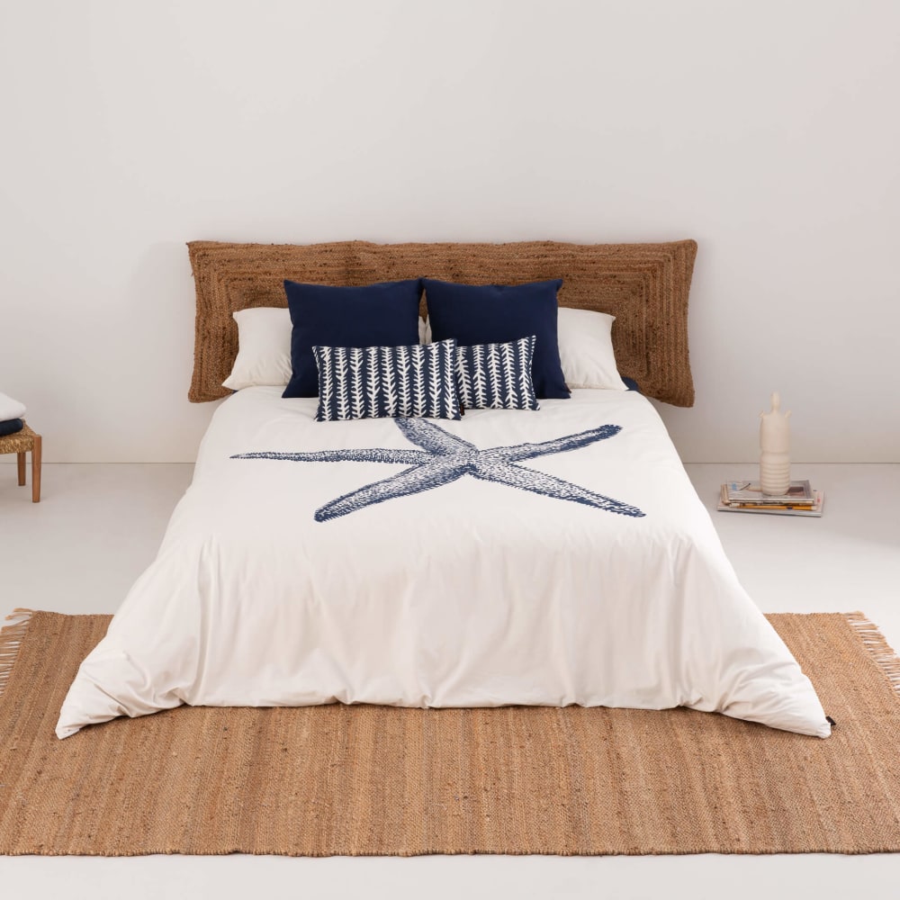 Funda nórdica en algodón popelín de 300 hilos azul 180(260x240 cm) - Maisons du Monde