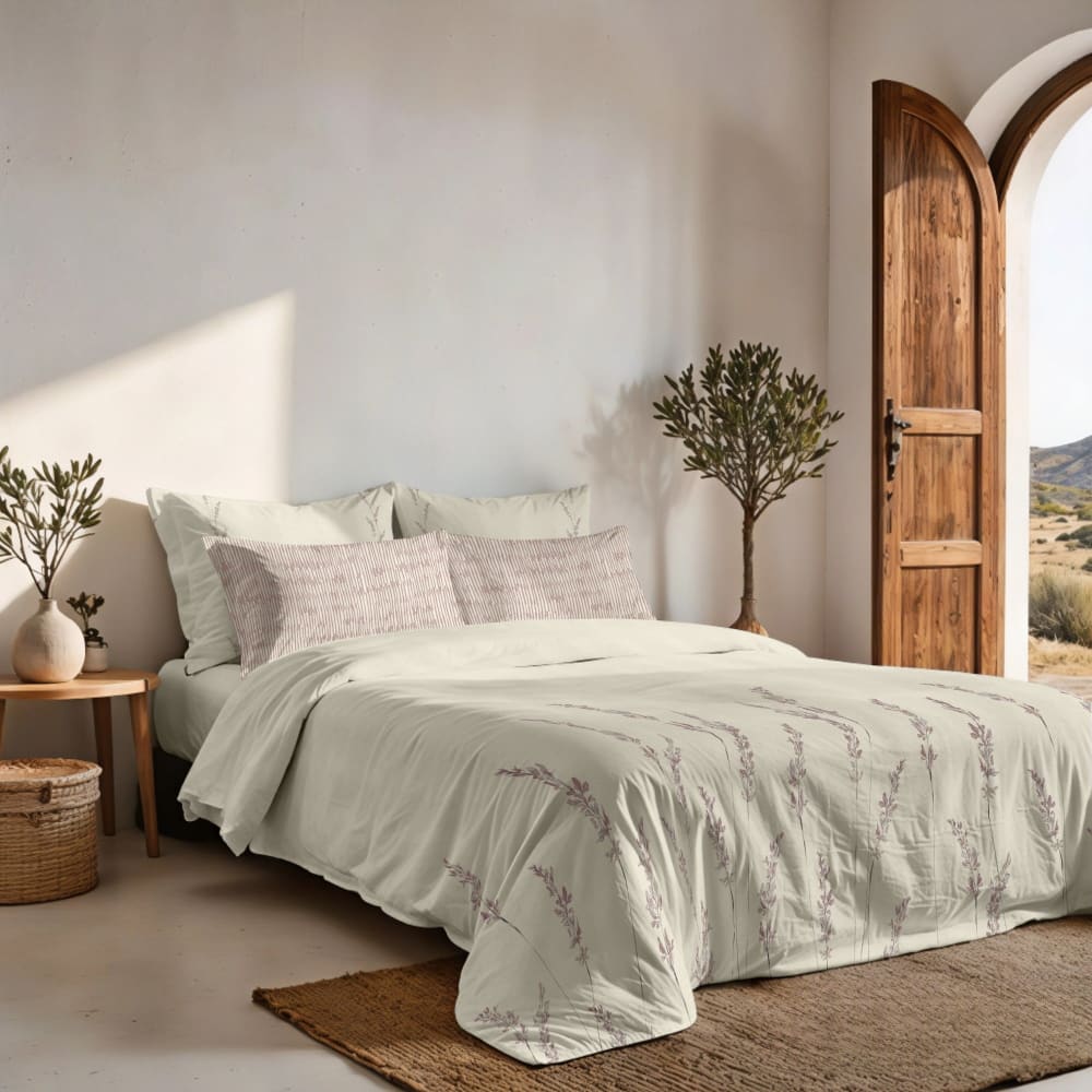 Housse de couette en popeline de coton 300 fils taupe 260x240 cm — vue 3