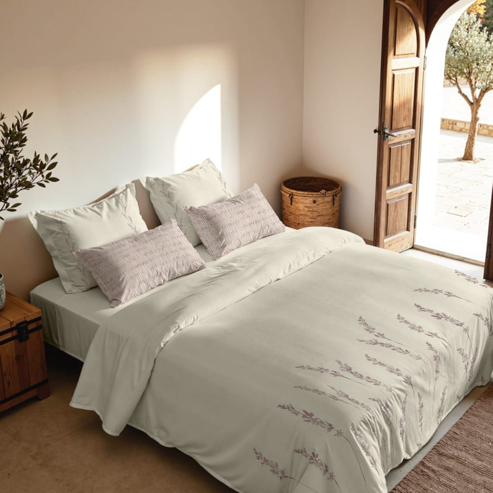 Housse de couette en popeline de coton 300 fils taupe 260x240 cm — vue 4