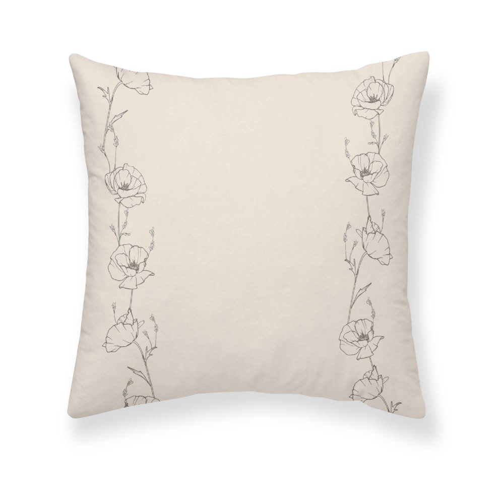 Funda de almohada en algodón popelín de 300 hilos beige 80x80 cm