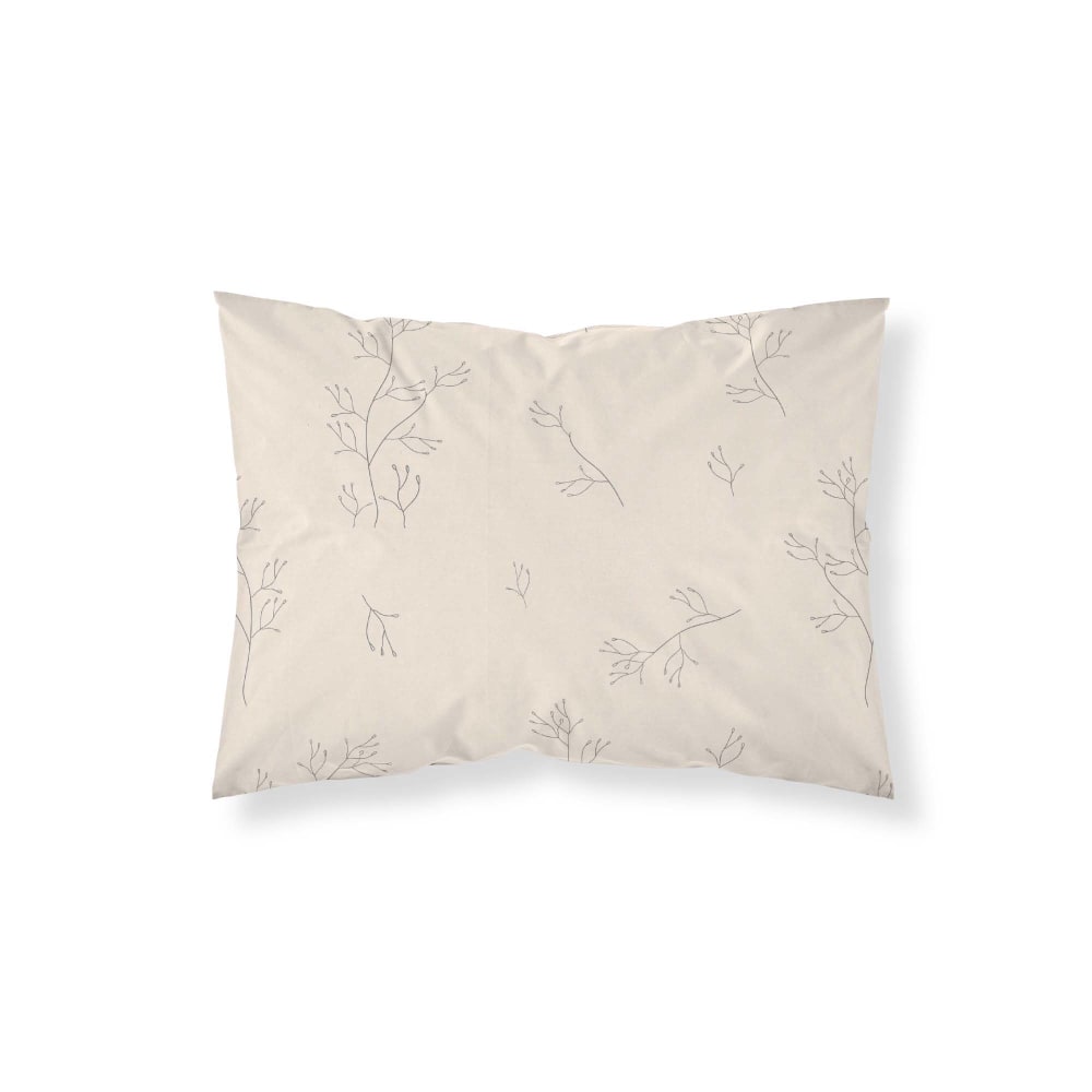 Funda de almohada en algodón popelín de 300 hilos beige 50x80 cm