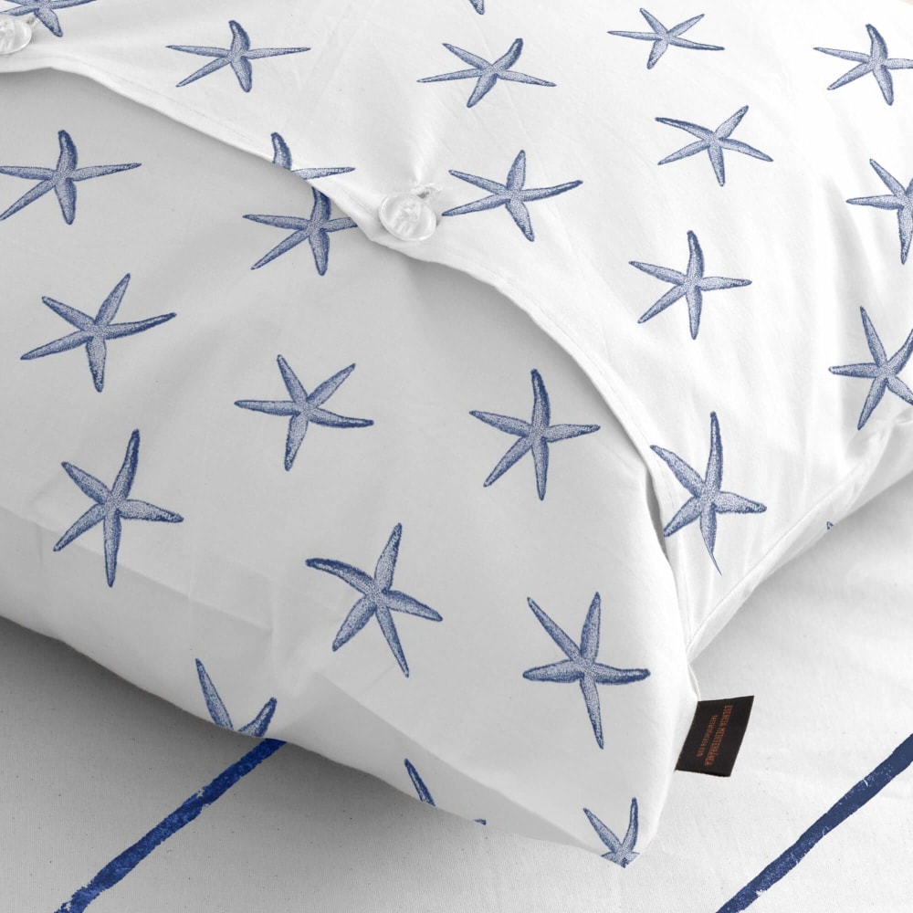 Taie d'oreiller en popeline de coton 300 fils bleu 45x110 cm - Maisons du Monde