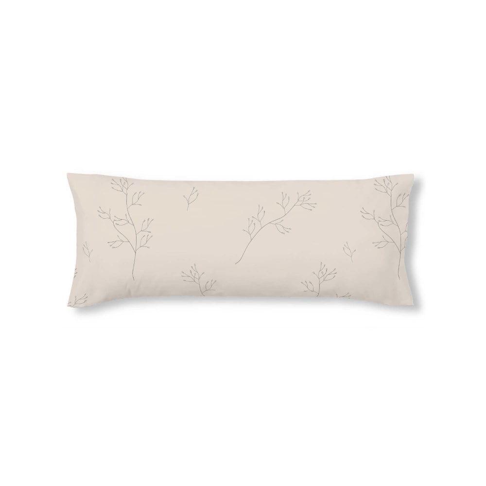 Taie d'oreiller en popeline de coton 300 fils beige 45x110 cm