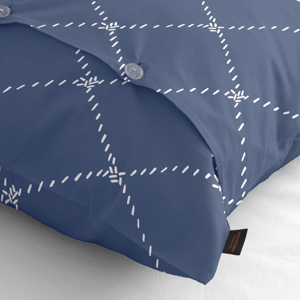 Funda de almohada en algodón popelín de 300 hilos azul 65x65 cm - Maisons du Monde