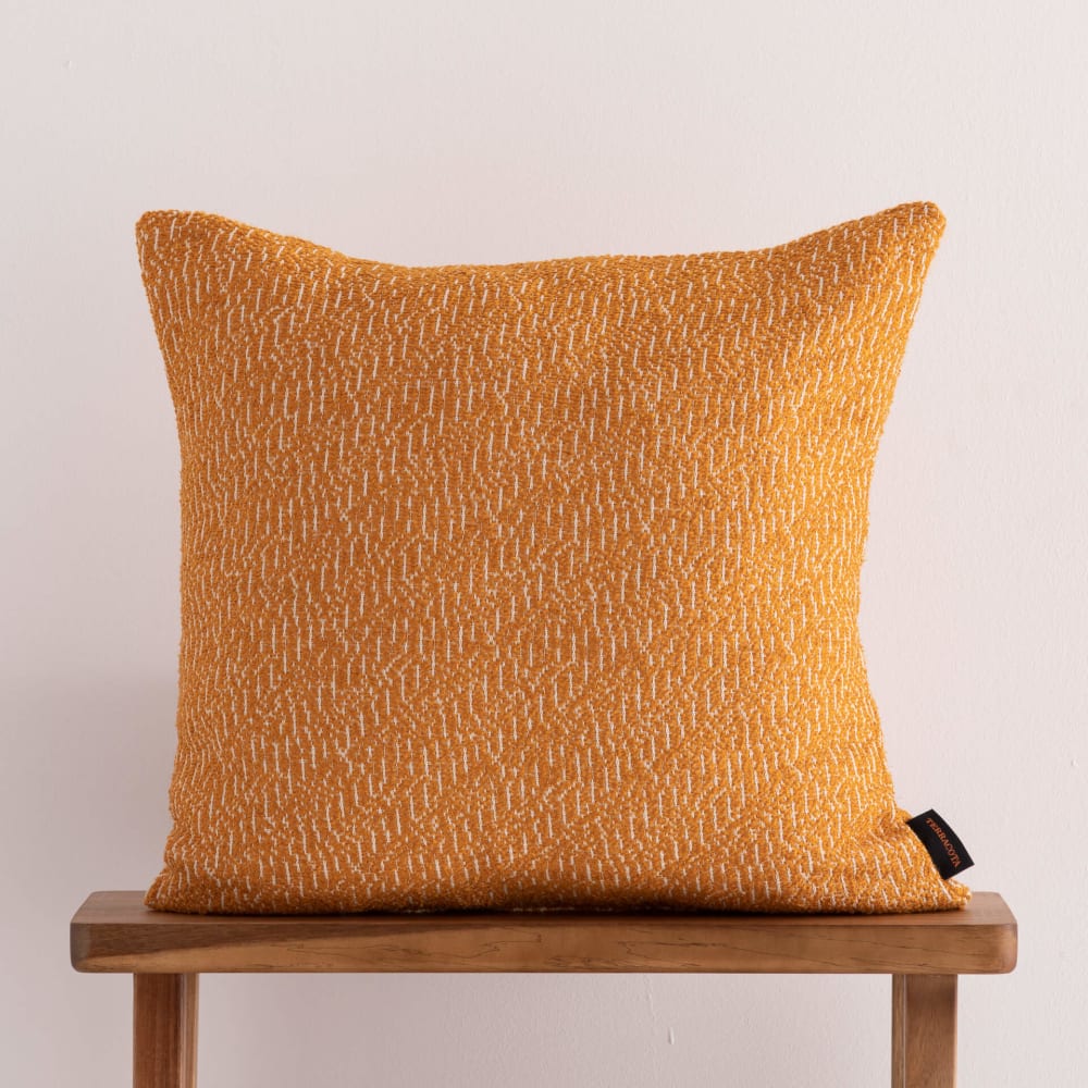 Funda de cojín de algodón y poliéster suavizado amarillo 65x65 cm - Maisons du Monde