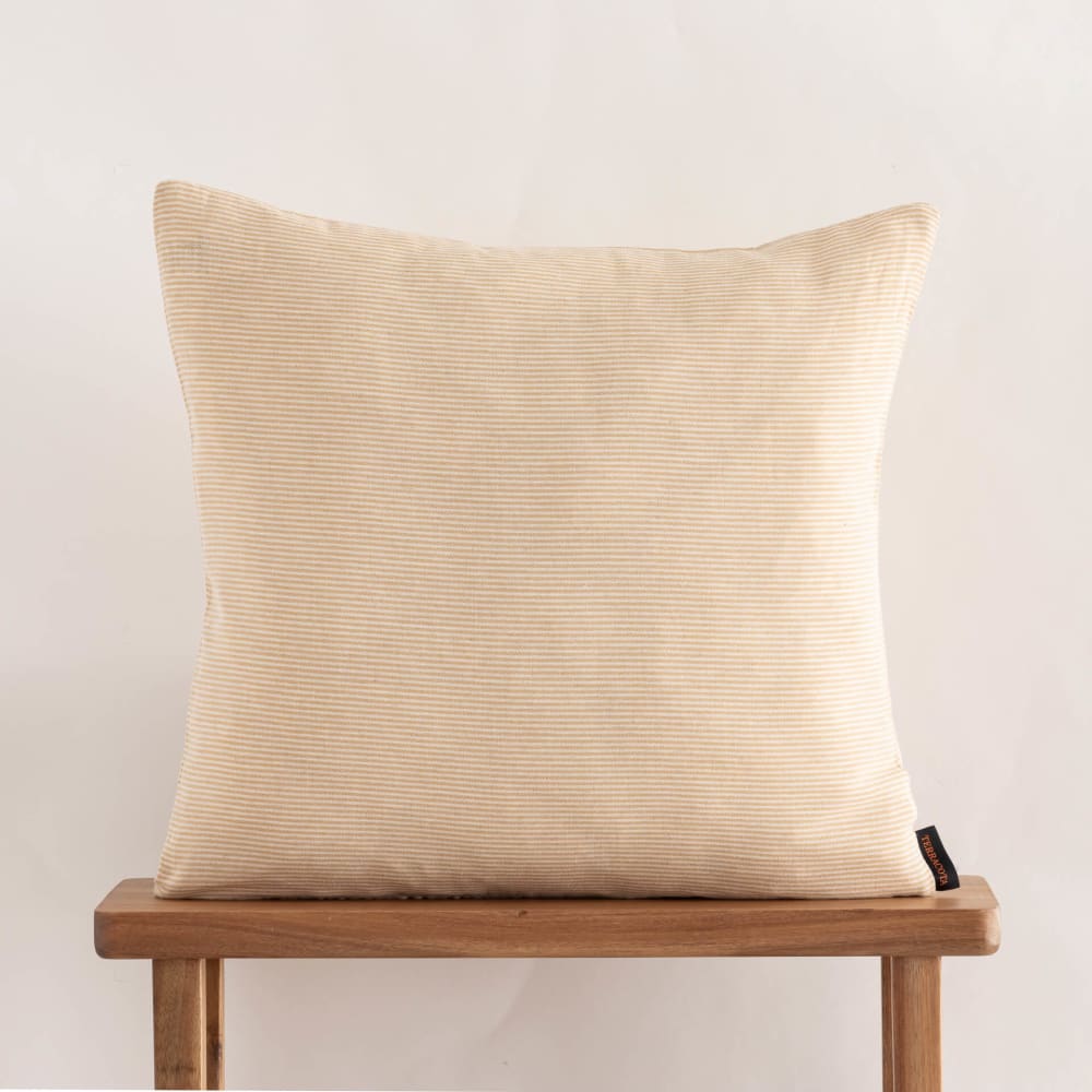 Funda de cojín de lino, algodón y poliéster amarillo 65x65 cm - Maisons du Monde