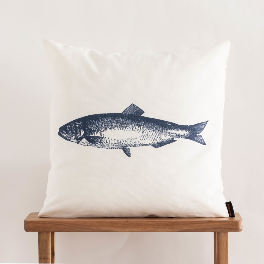Housse de coussin en coton bleu 50x50 cm — vue 3