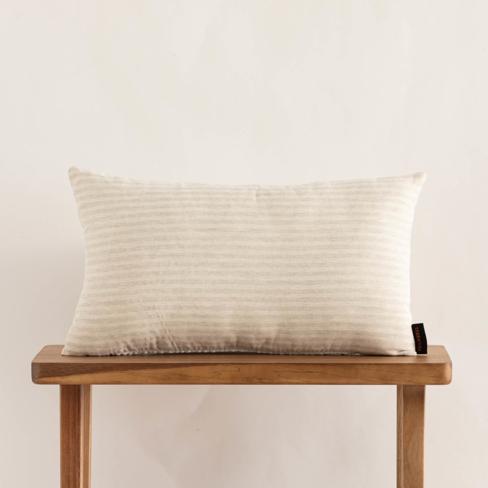 Funda de cojín de lino, algodón y poliéster gris 30x50 cm - Maisons du Monde