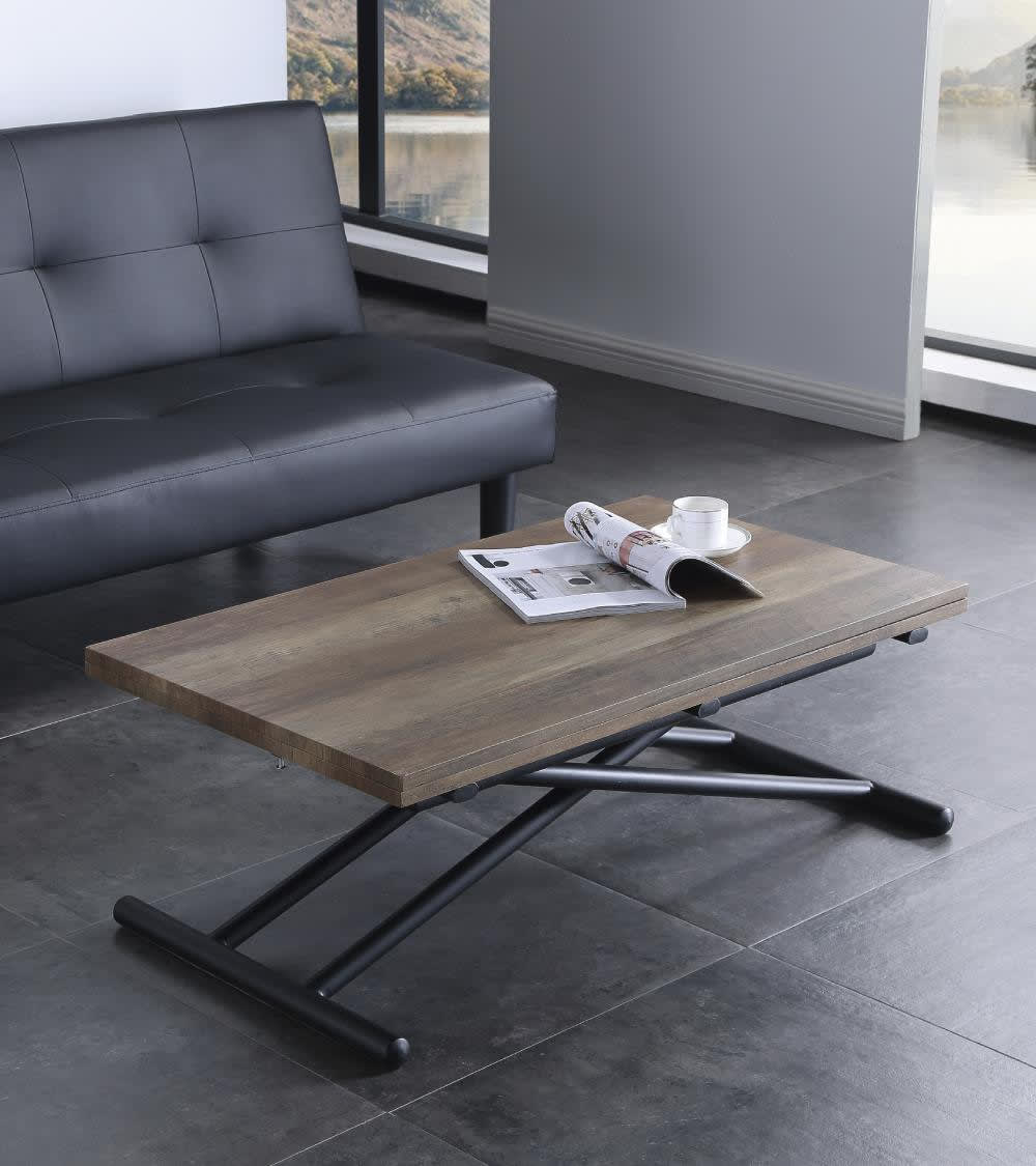 Mesa centro convertible en mesa comedor nogal y patas negras - Maisons du Monde