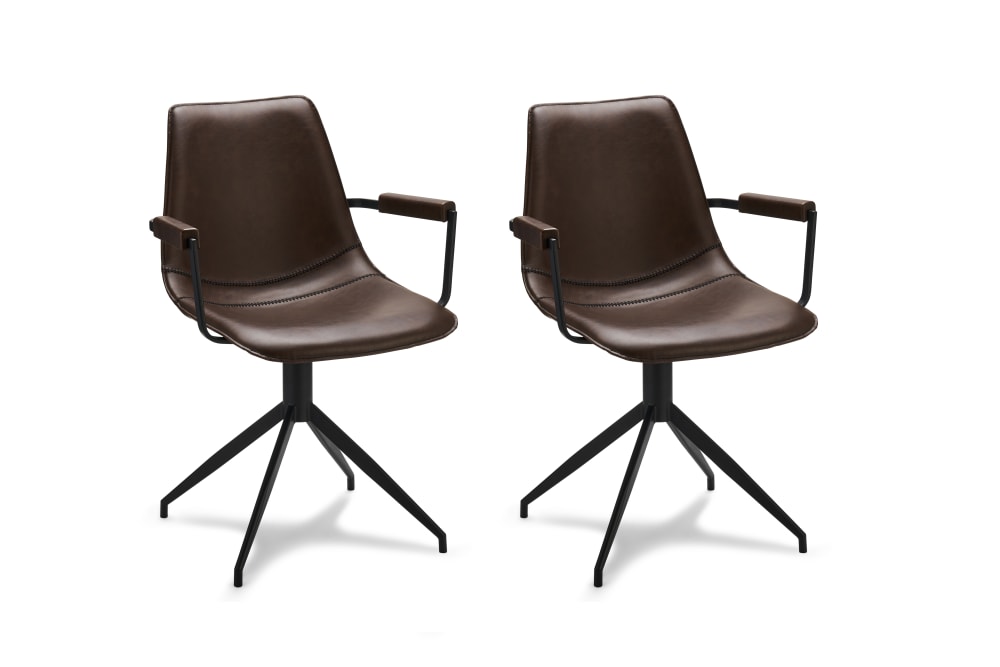 Lot+de+2+chaises+avec+accoudoirs+en+simili+cuir