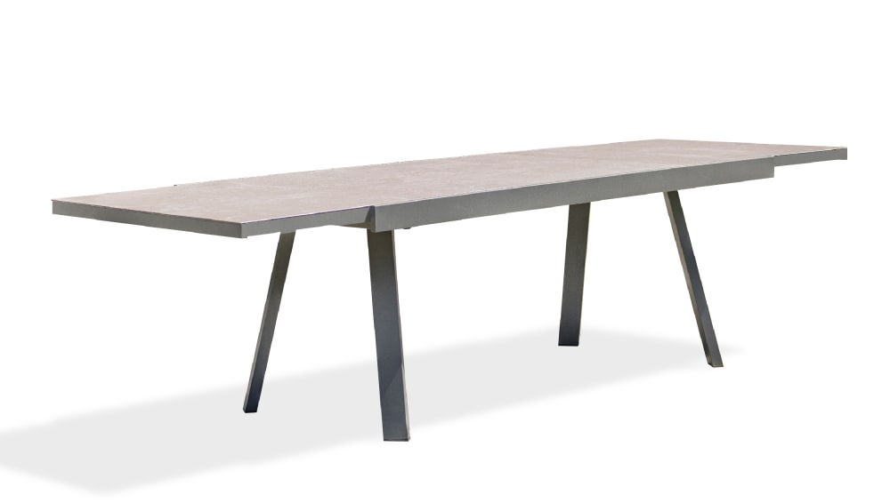 Table de jardin 12 places en aluminium et céramique sur verre