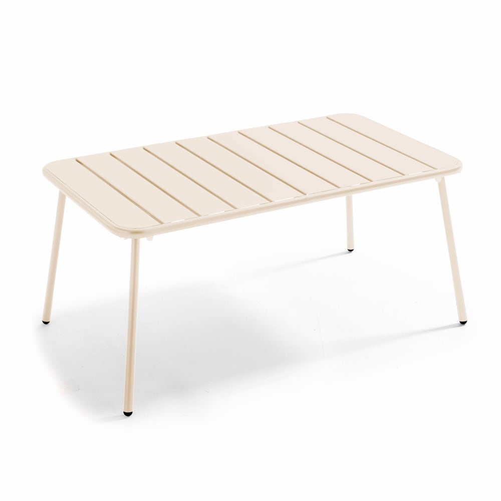 Table basse de jardin acier ivoire 90 x 50 cm