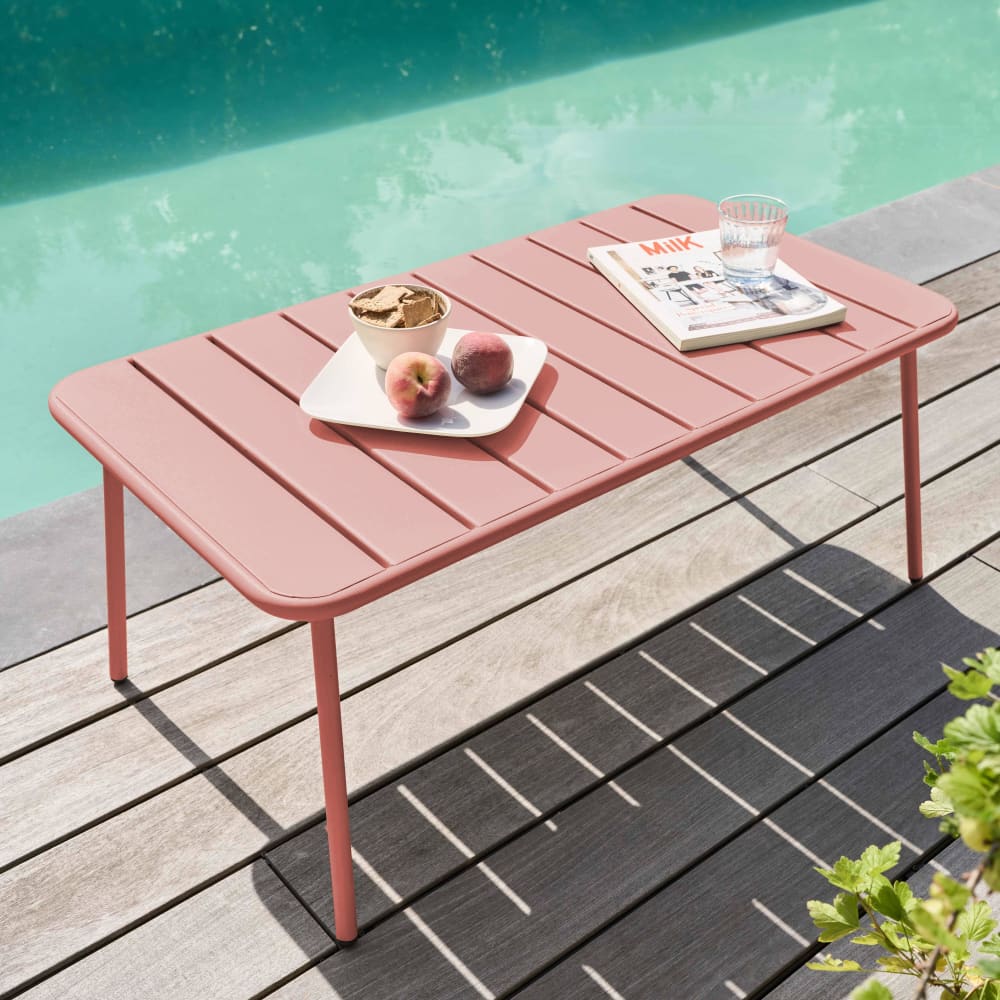 Table basse de jardin acier argile 90 x 50 cm - Maisons du Monde
