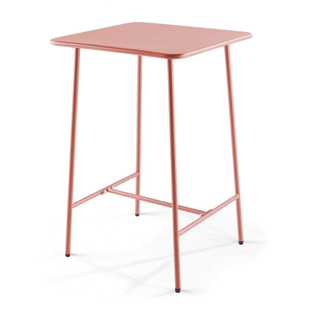 Table haute de jardin carrée en acier argile 70cm