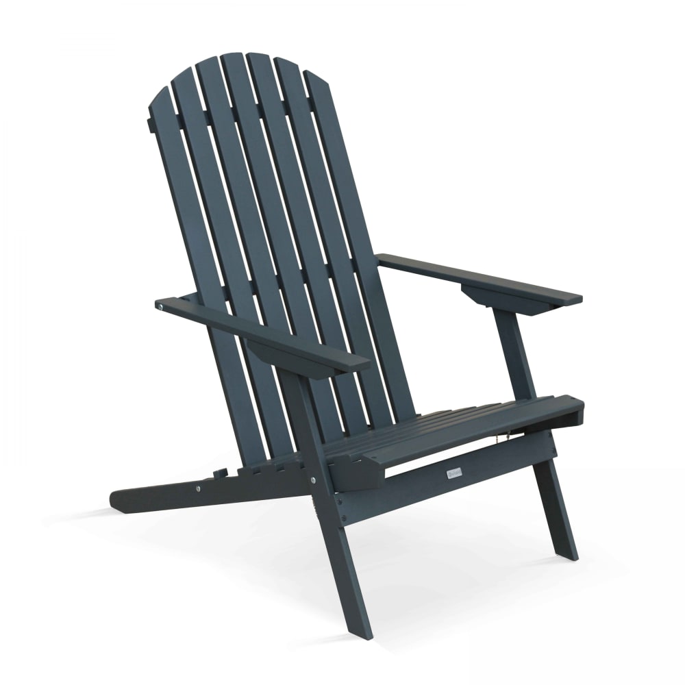 Fauteuil relax pliant en bois d'eucalyptus gris