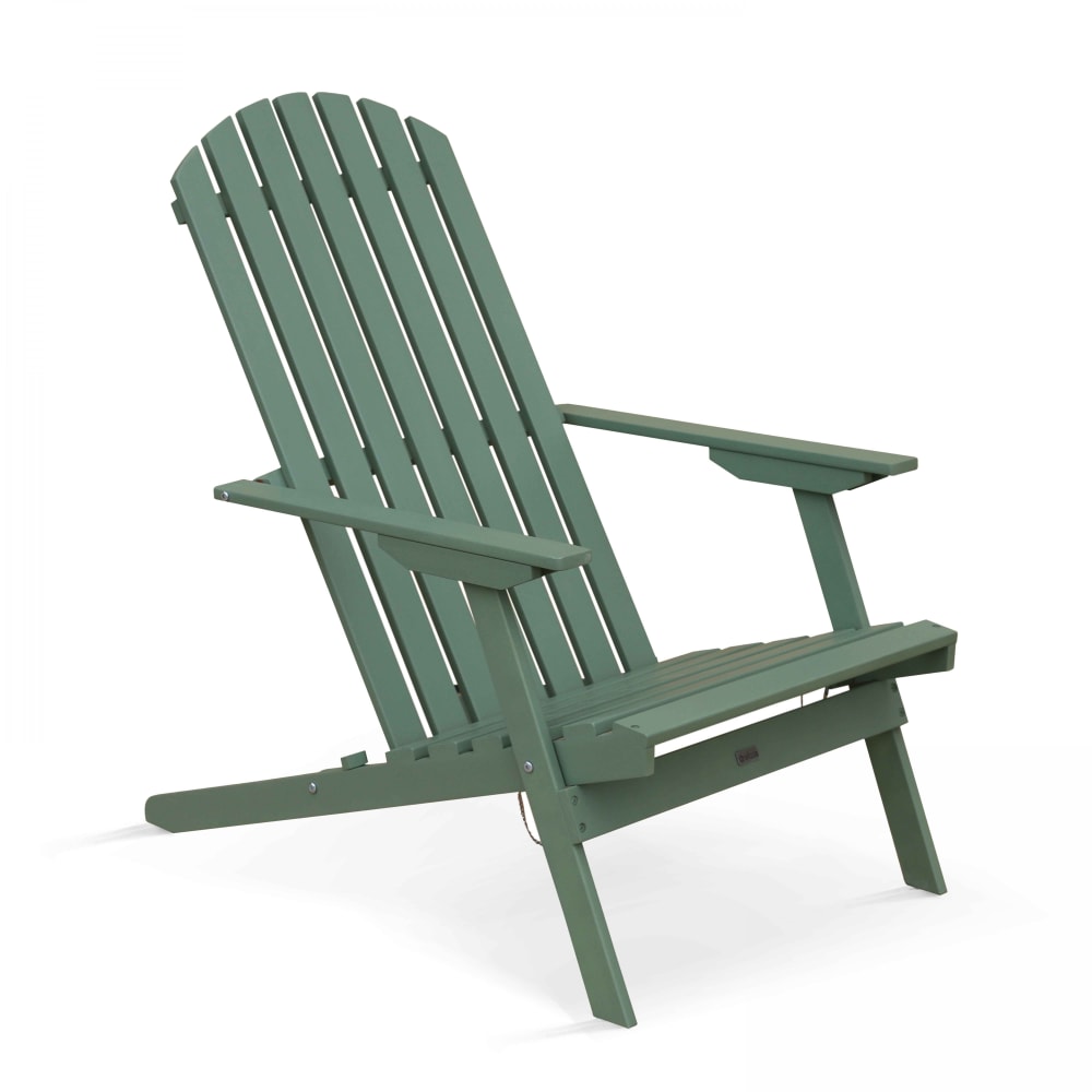 Fauteuil relax pliant en bois d'eucalyptus vert