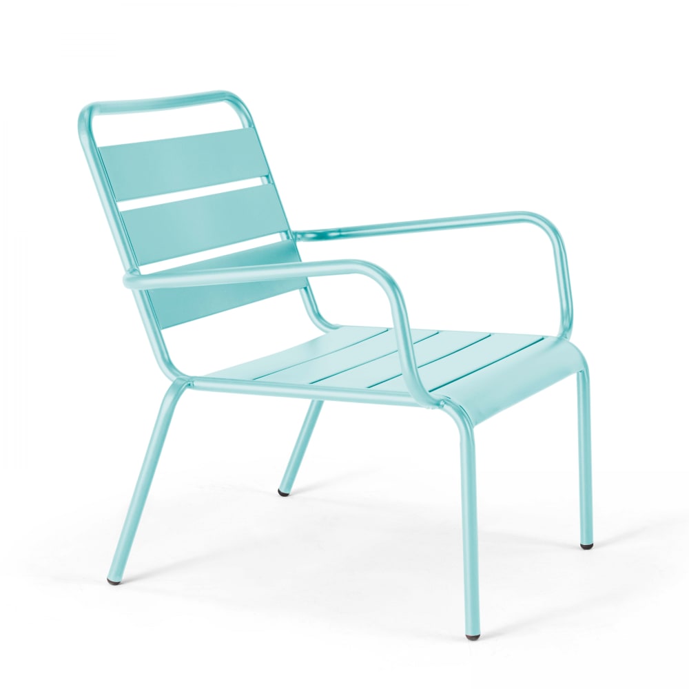 Fauteuil de jardin bas relax acier turquoise