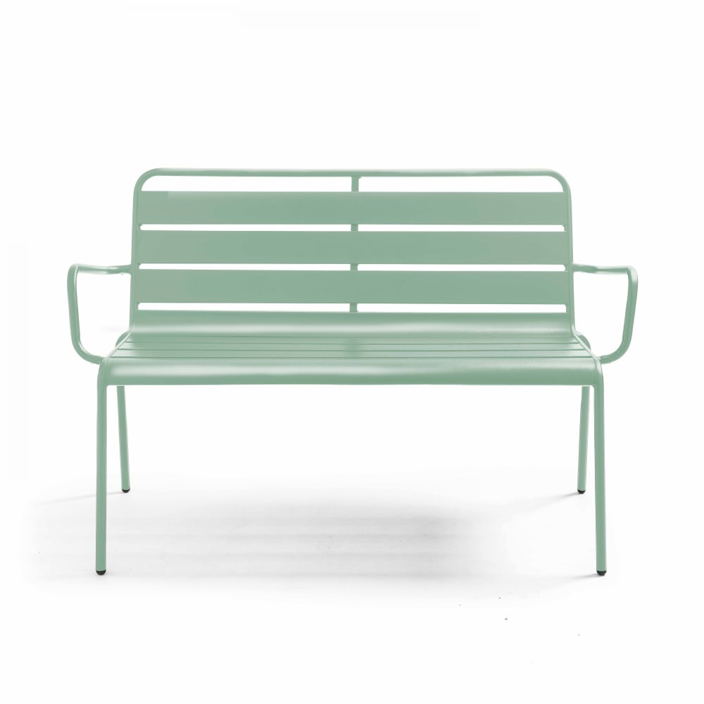 Banc de jardin en métal vert sauge