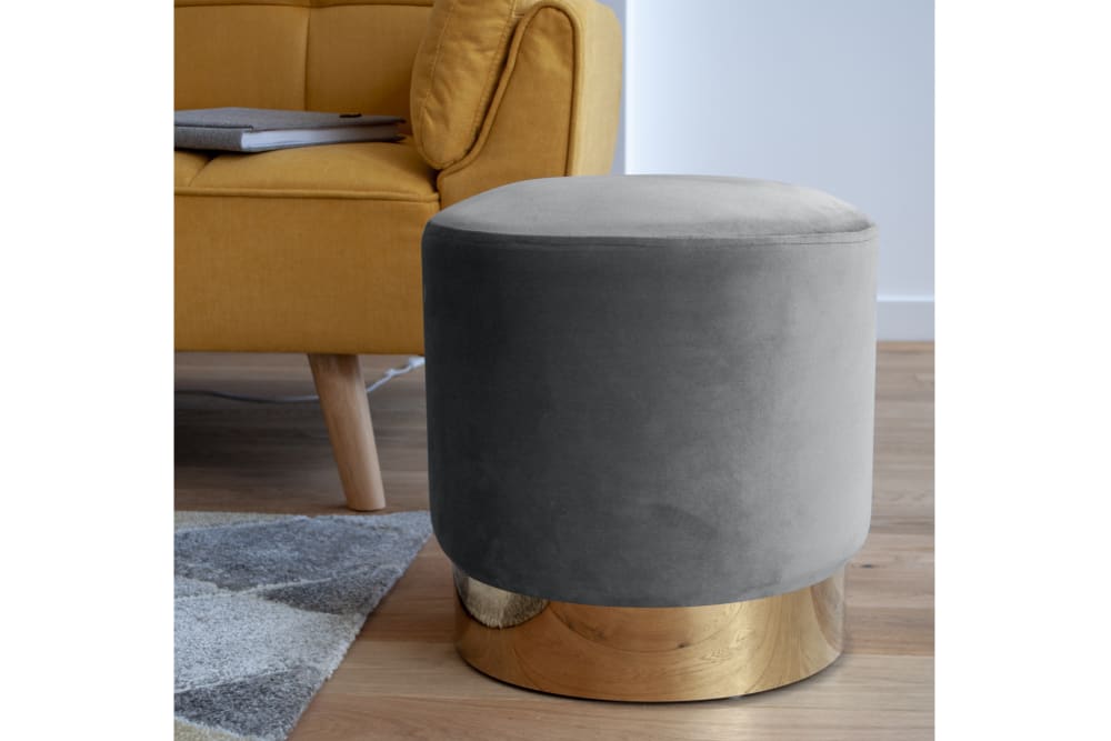 Pouf in velluto color grigio - Samira Italia
