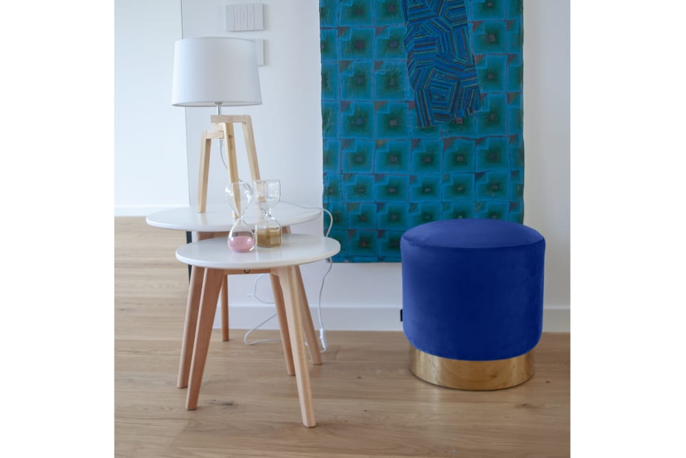 Pouf in velluto color blu - Samira Italia