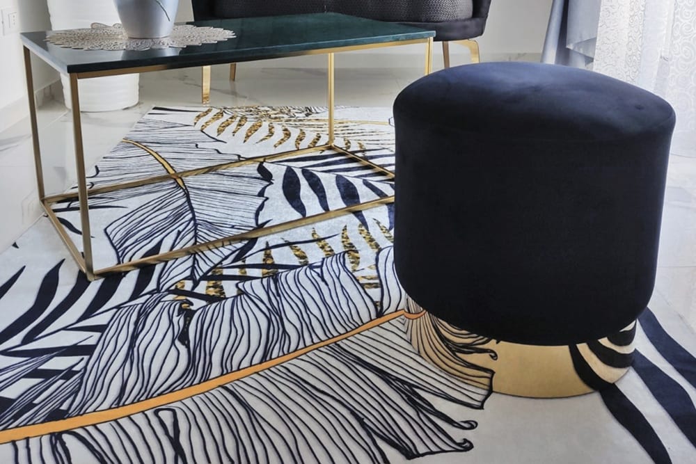 Pouf in velluto color nero - Samira Italia