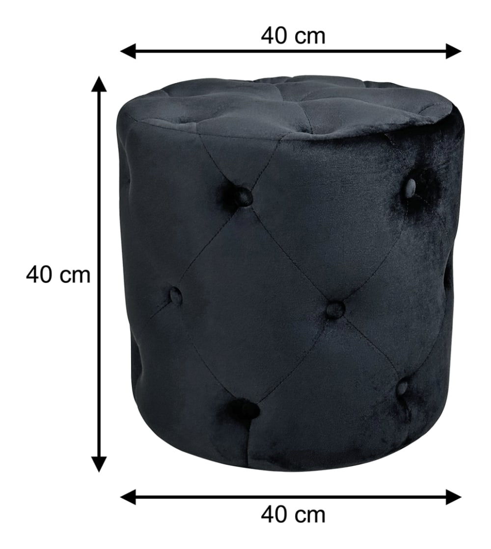 Pouf in velluto capitonné nero - Samira Italia