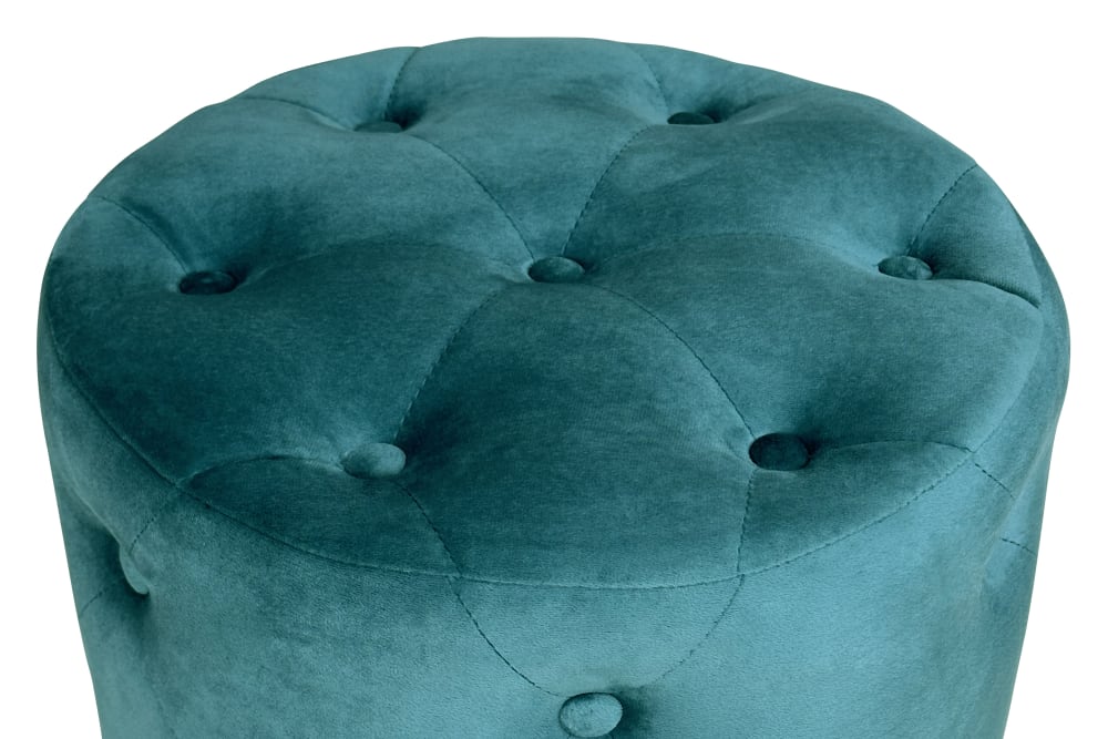 Pouf in velluto capitonné verde petrolio - Samira Italia