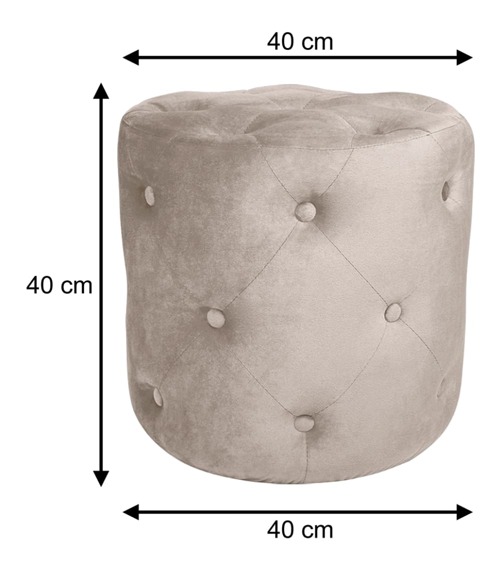 Pouf in velluto capitonné tortora - Samira Italia