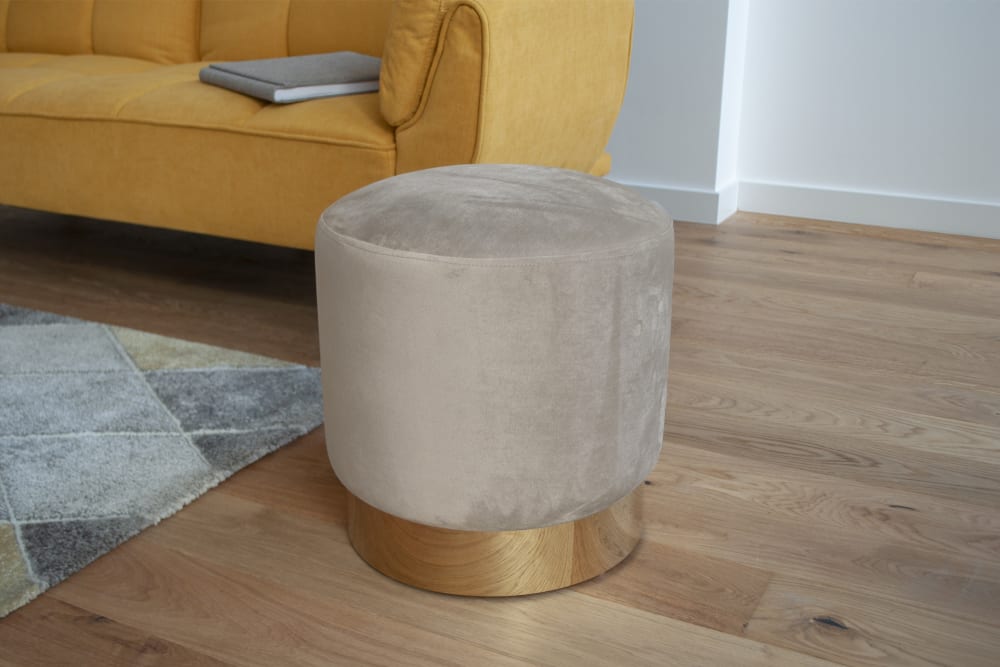 Pouf in velluto color tortora - Samira Italia