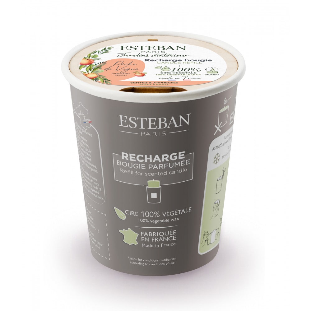 Esteban Paris Parfums Recharge pour bougie parfumée 180g style classique chic Blanc Cire