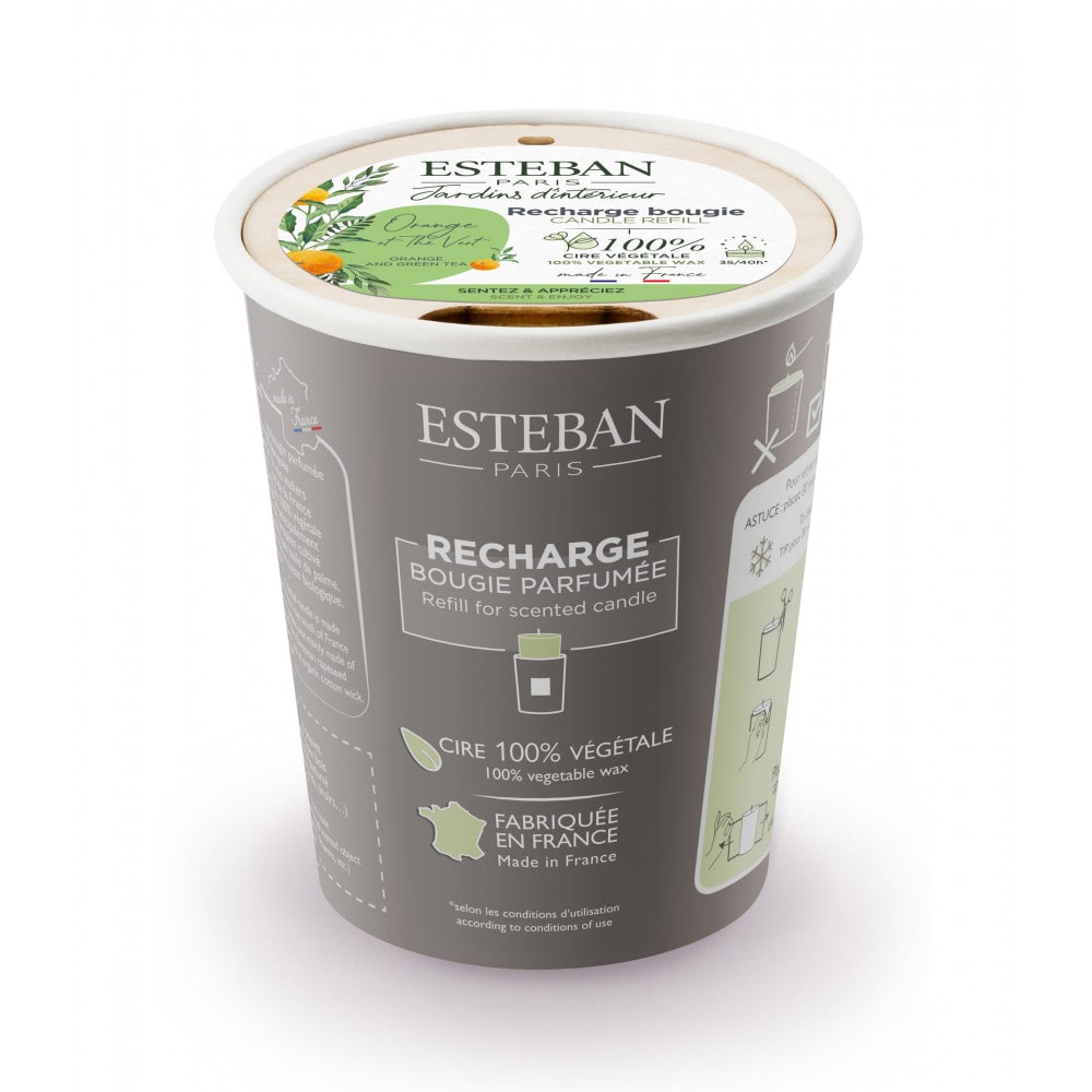 Esteban Paris Parfums Recharge pour bougie parfumée 180g style classique chic Blanc Cire
