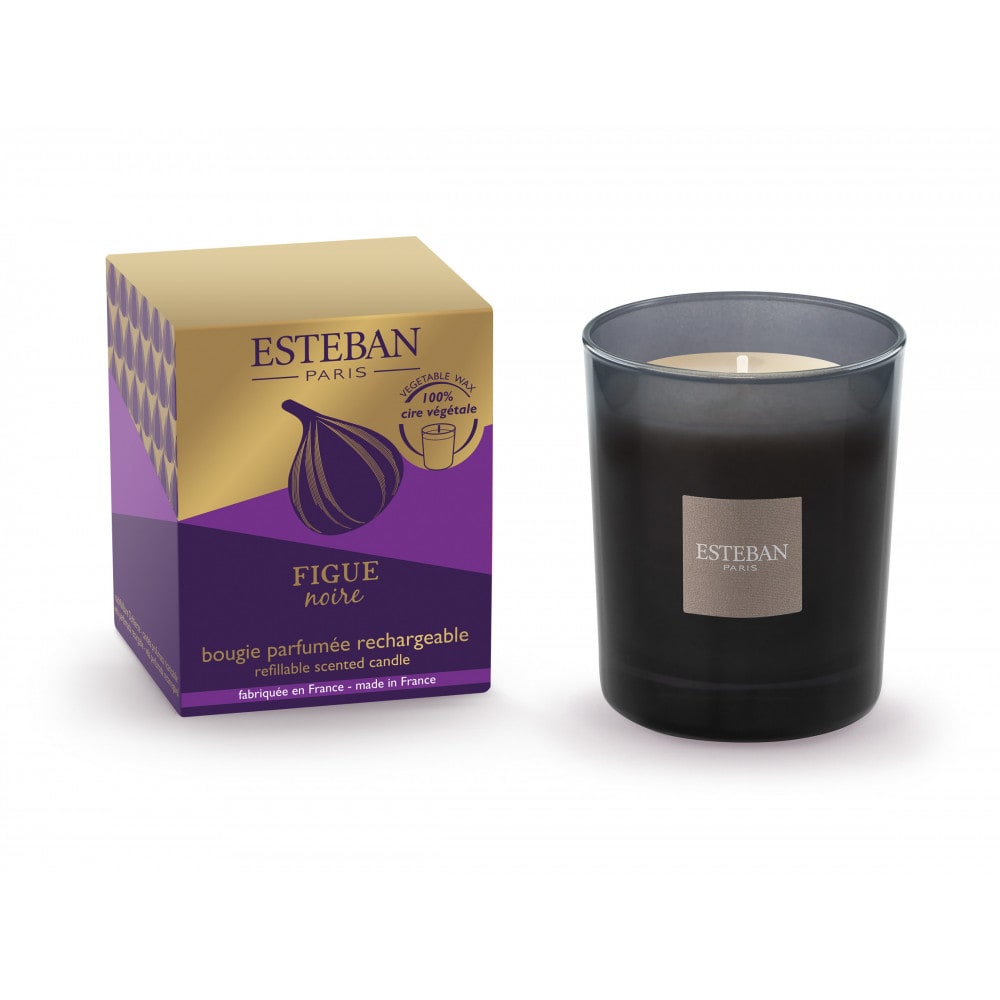 Esteban Paris Parfums Bougie 3 mèches parfumée rechargeable 450g style classique chic Gris Verre