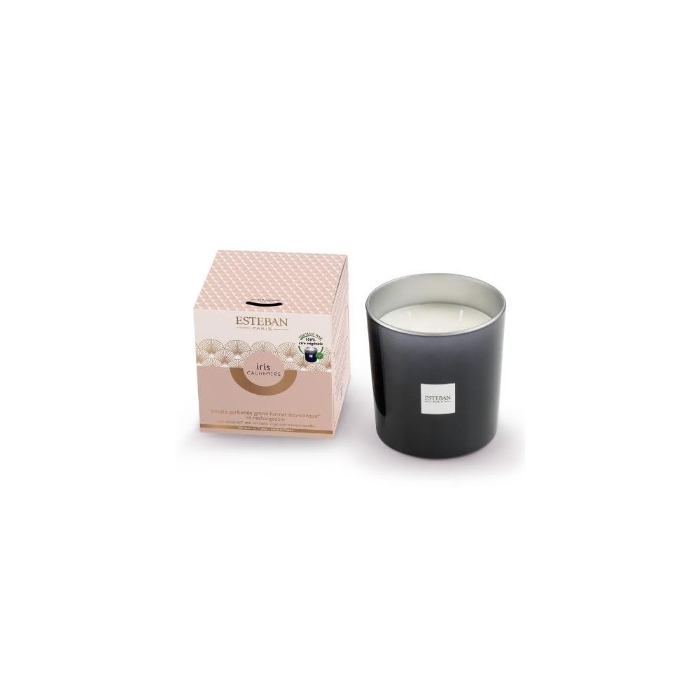 Esteban Paris Parfums Bougie 3 mèches parfumée rechargeable 450g style classique chic Gris Verre