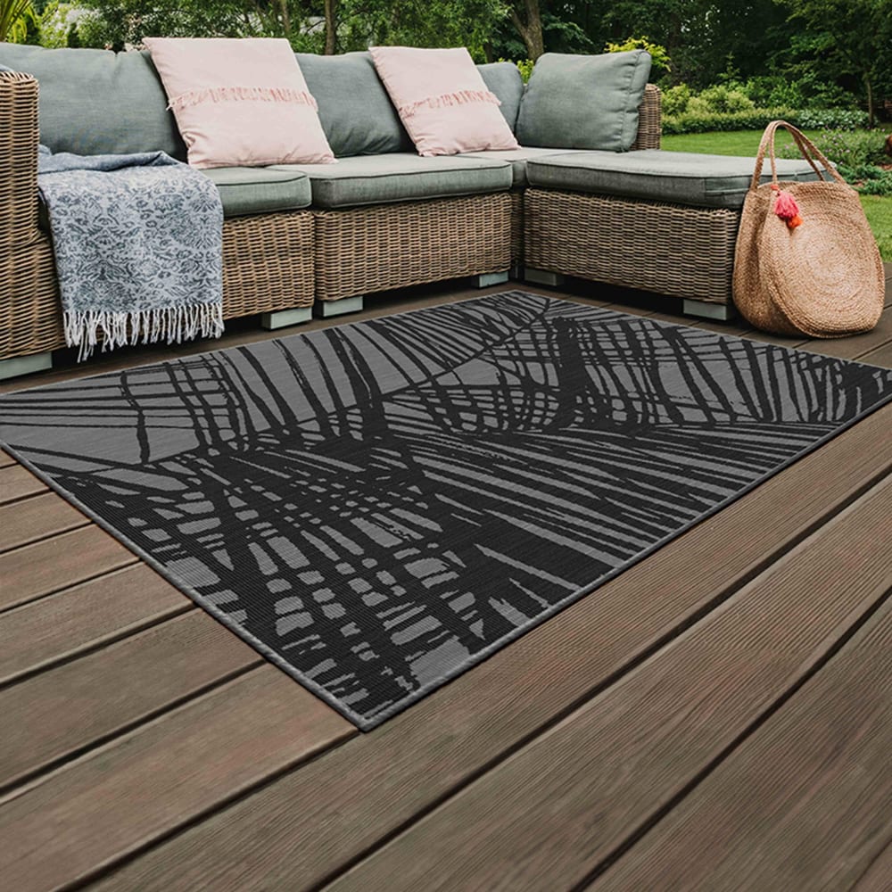 Tapis d'extérieur en polypropylène 200 x 290 cm noir - Maisons du Monde