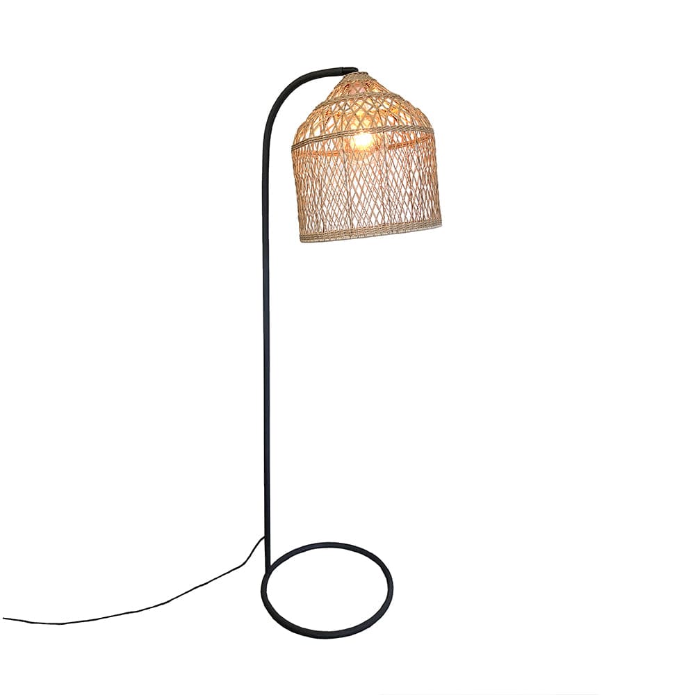 Lampadaire secteur polyrotin beige h150cm - Maisons du Monde