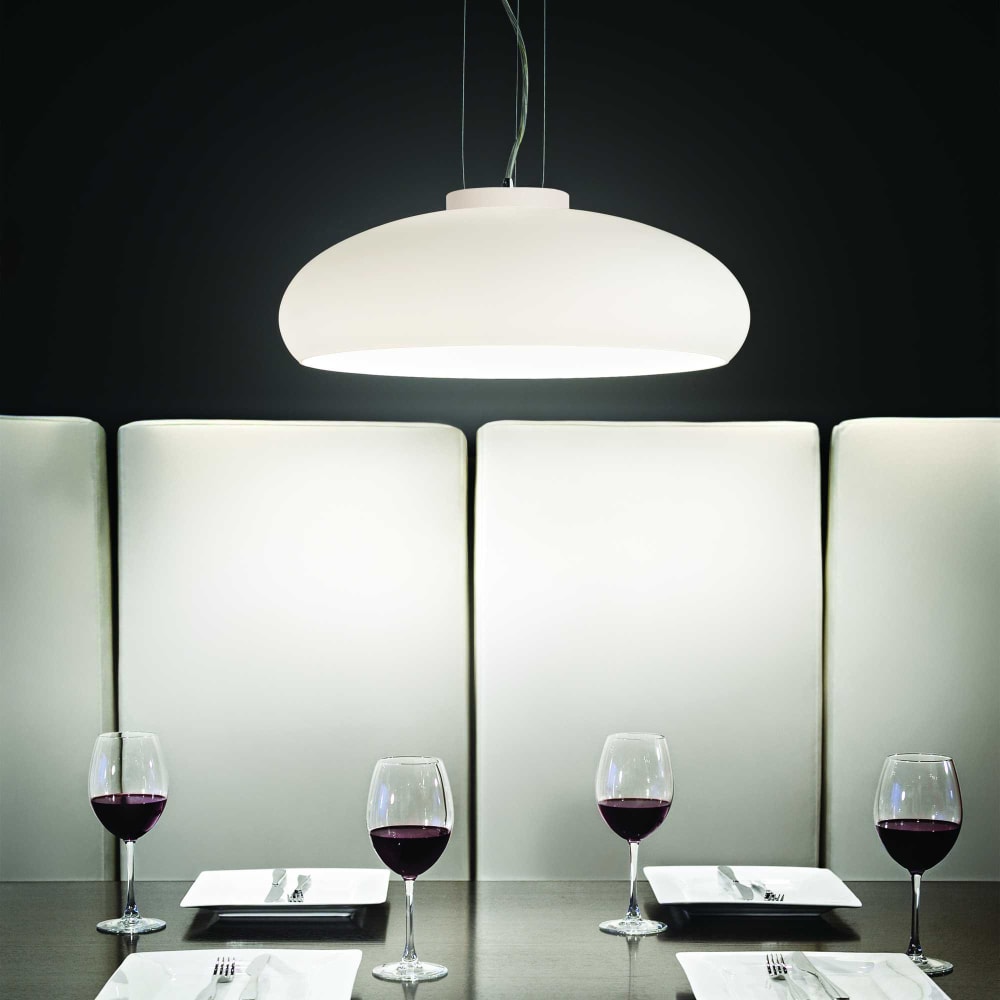 Lampada A Sospensione 1 Luce Aria In Vetro Soffiato Bianco -