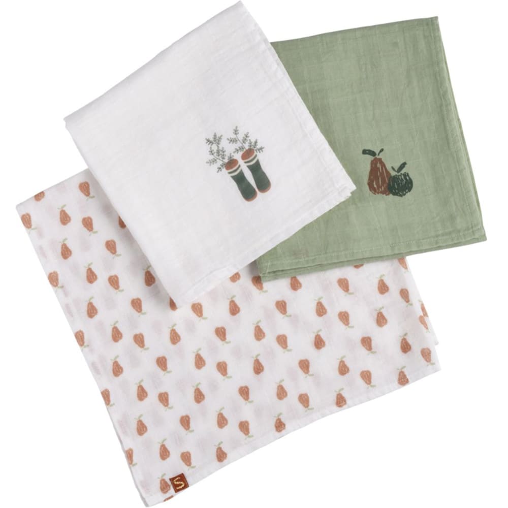 Sauthon - Lot de 3 langes en coton bio Botanica (70 x 70 cm)