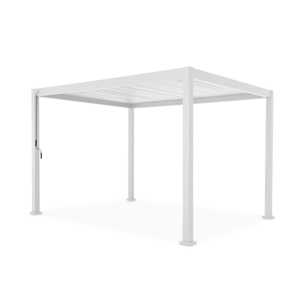 Pergola bioclimatique blanche en aluminium à lames 3m sur 4m