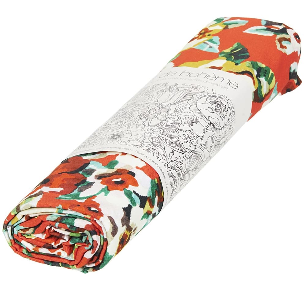 Rechteckige Tischdecke Baumwolle 140x235 Floral Rot - Maisons Du