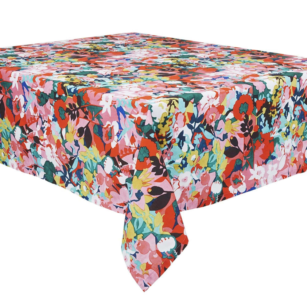Nappe rectangulaire en coton, 140x235 cm, motif fleurs abstraites
