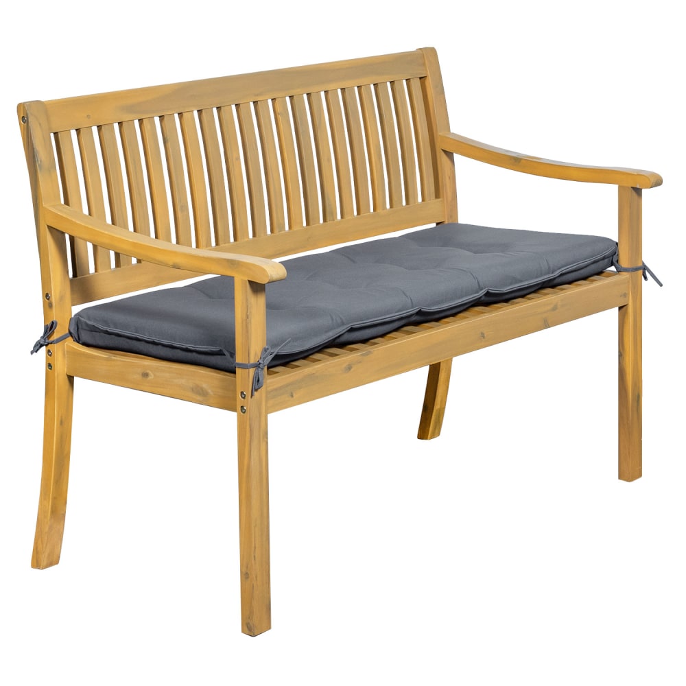 Banc de jardin 120cm en acacia avec coussin gris